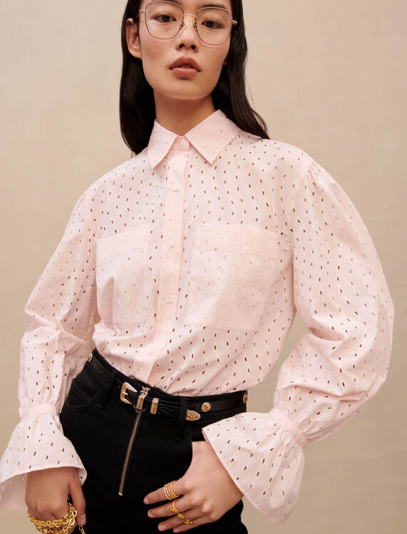 Chemise en broderie anglaise rose - Pap_Tops-Chemises - MAJE