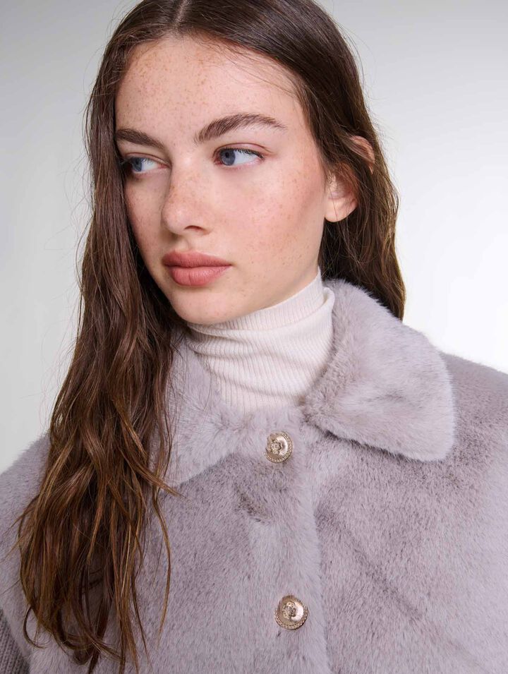 Veste fausse fourrure bi-matière