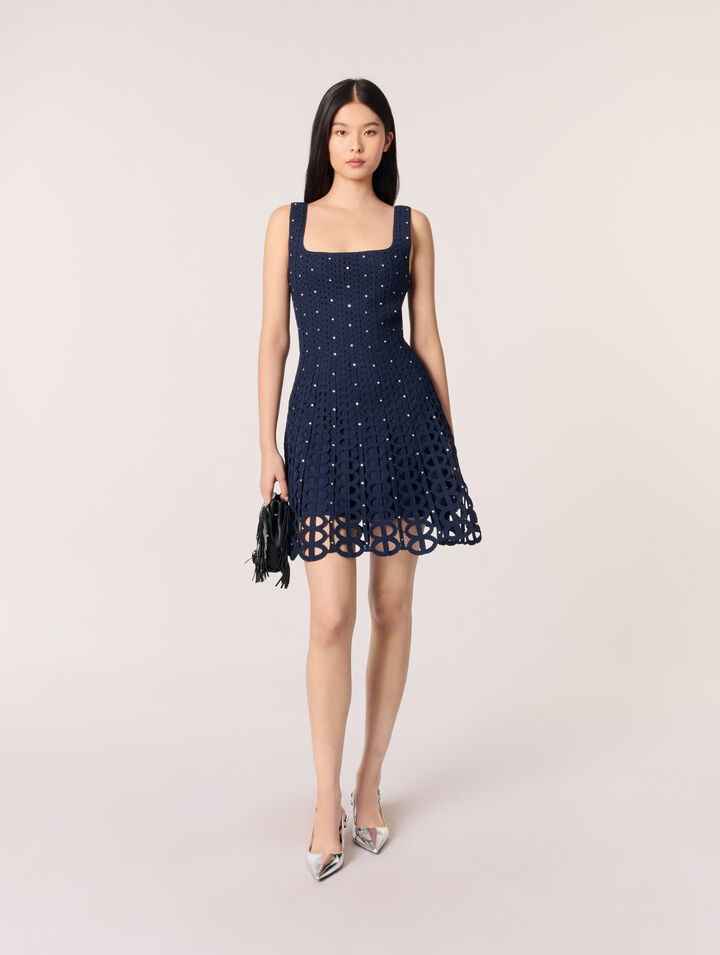 Robe courte en crochet strassée