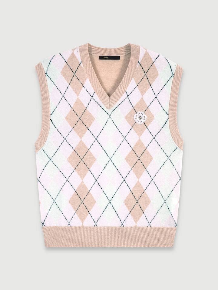 Pull sans manches en laine mélangée