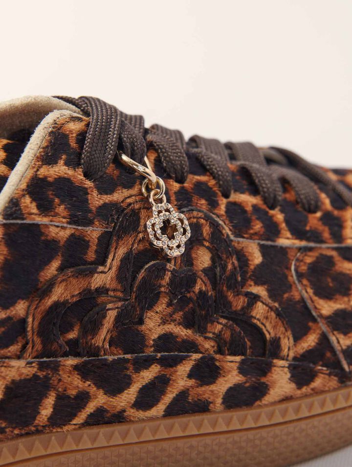 Basket casual en cuir effet léopard