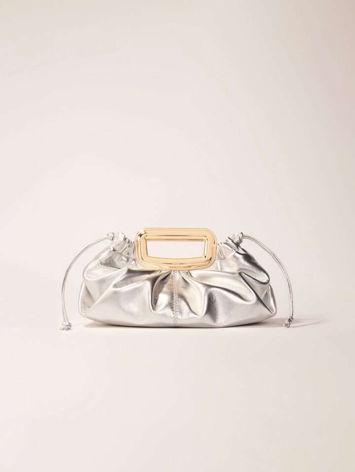 Clutch cuir métal et poignée métal