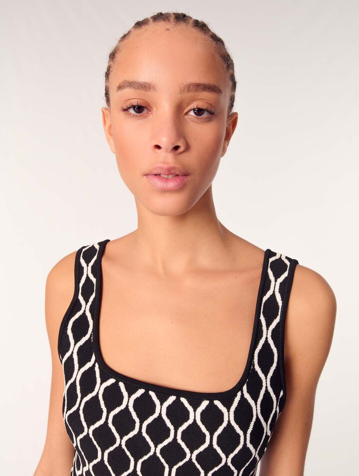 Robe courte en maille à motif