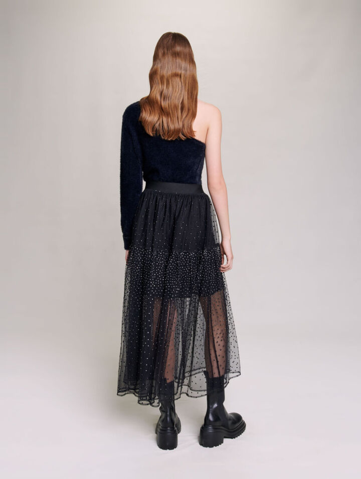 Jupe longue en tulle à pois glitter