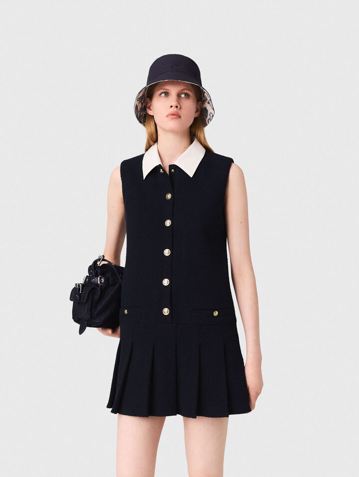Robe courte en tweed et col amovible
