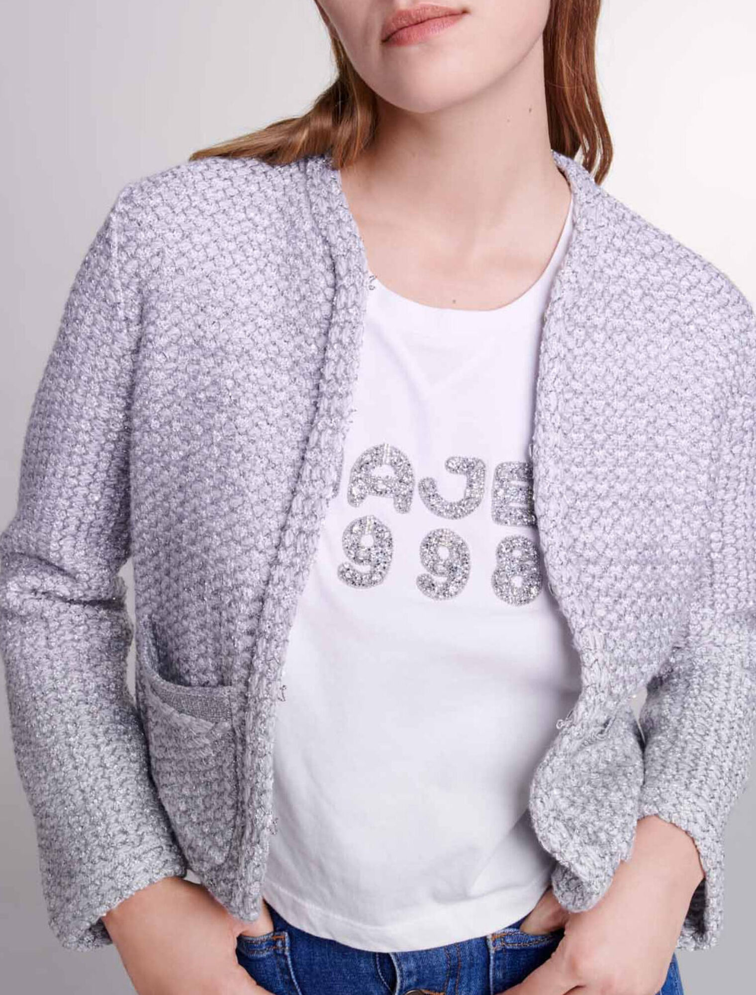 Cardigan en maille effet tweed