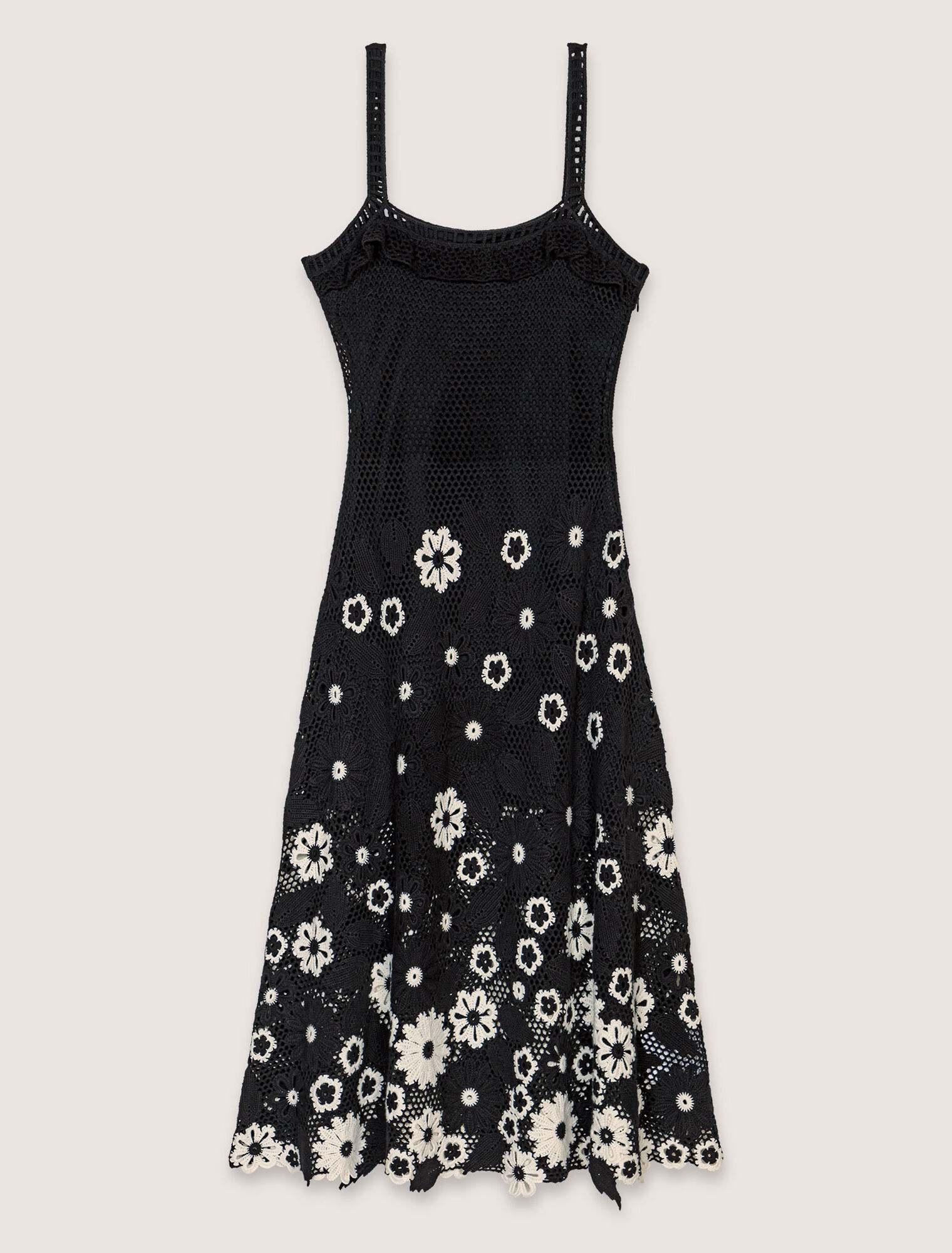 Robe longue en crochet floral