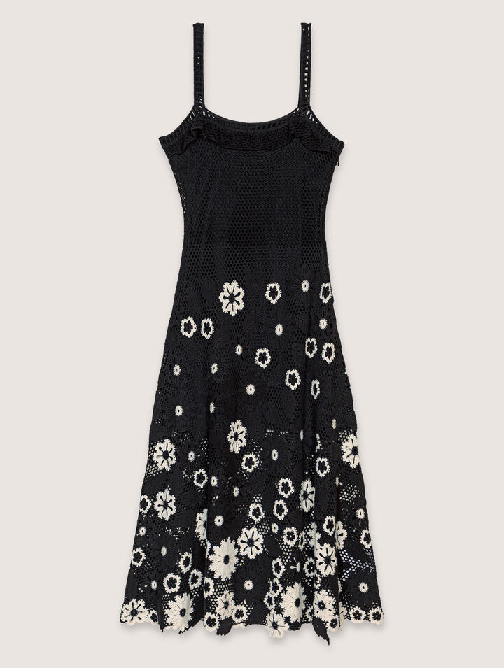 Robe longue en crochet floral