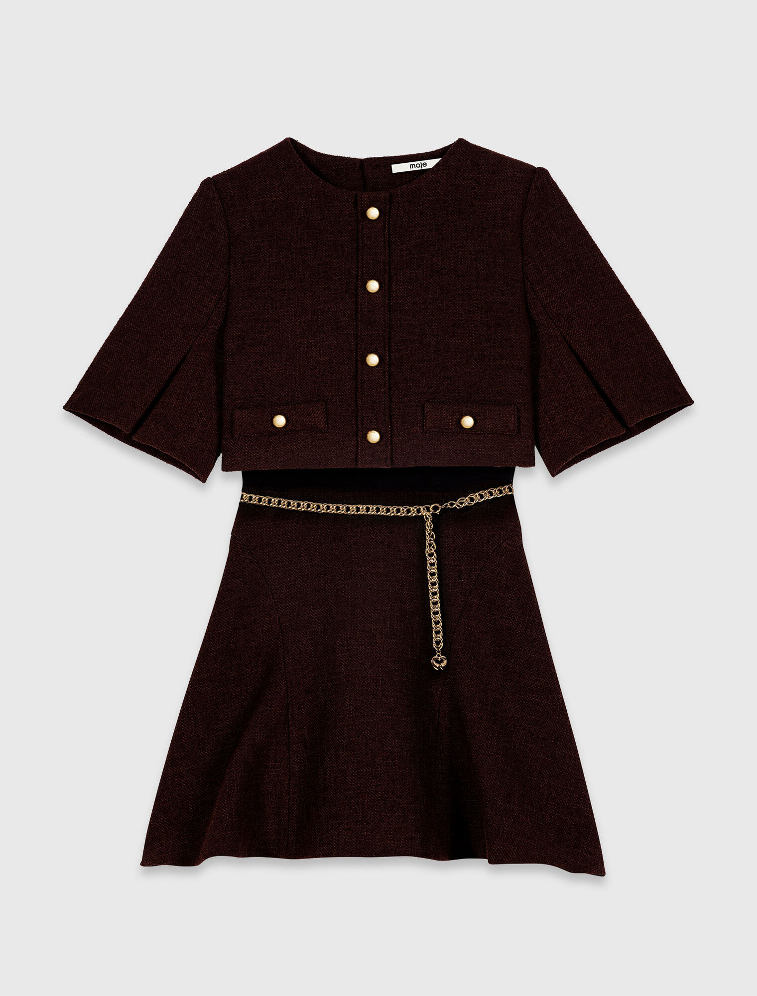 Robe cape 2-en-1 en tweed