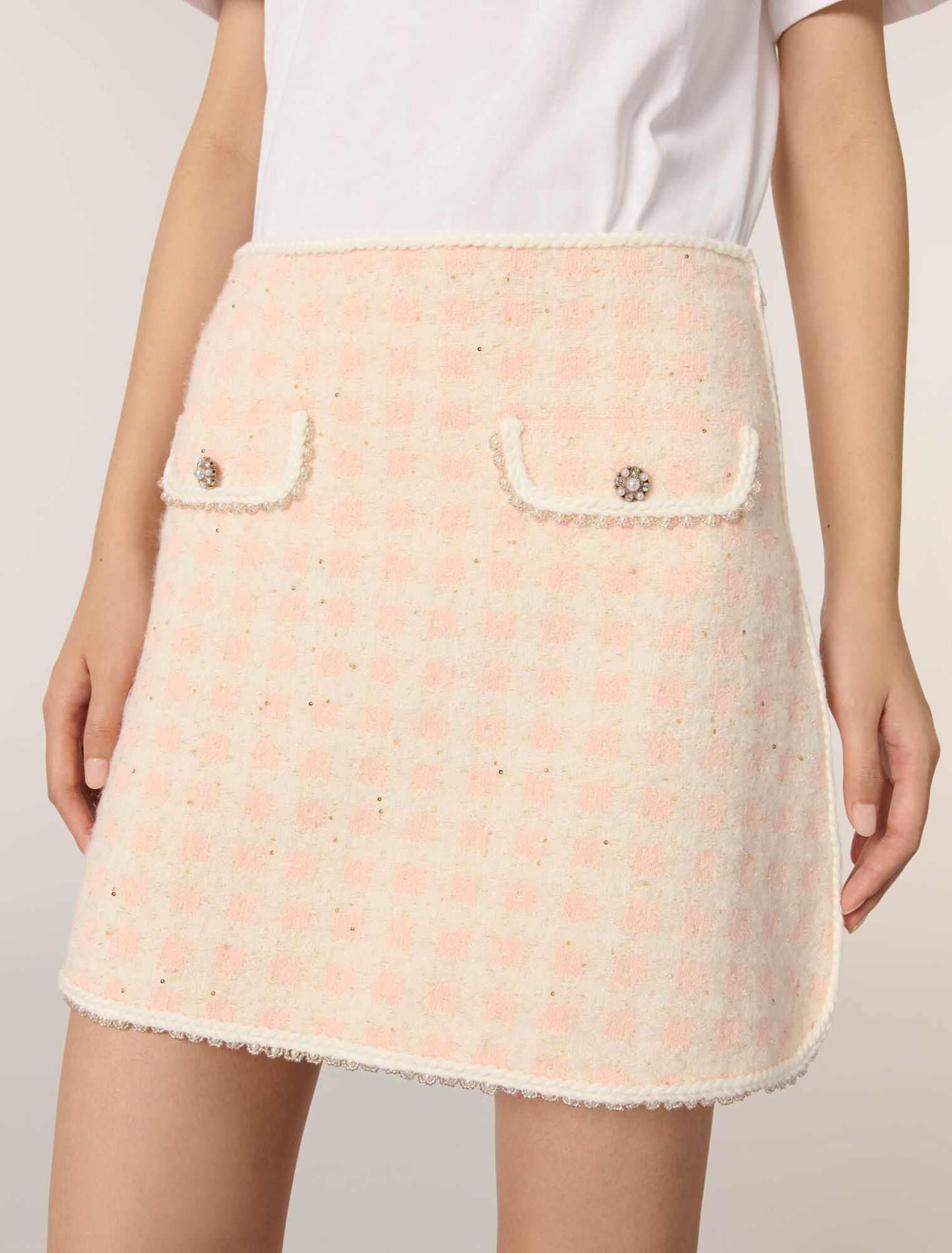 Jupe courte en maille effet tweed