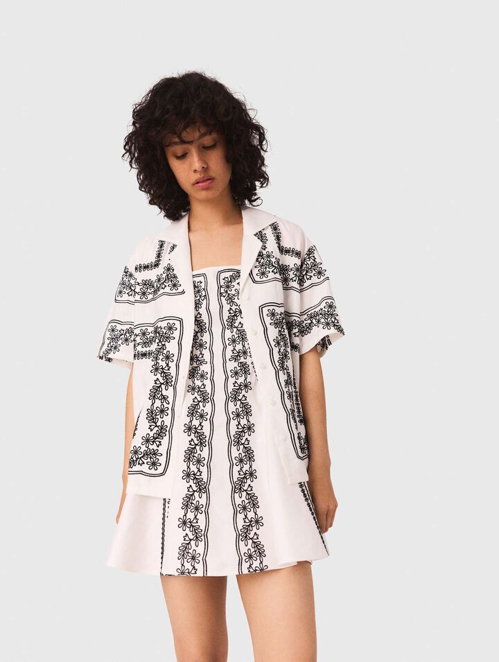 Chemise manches courtes brodée