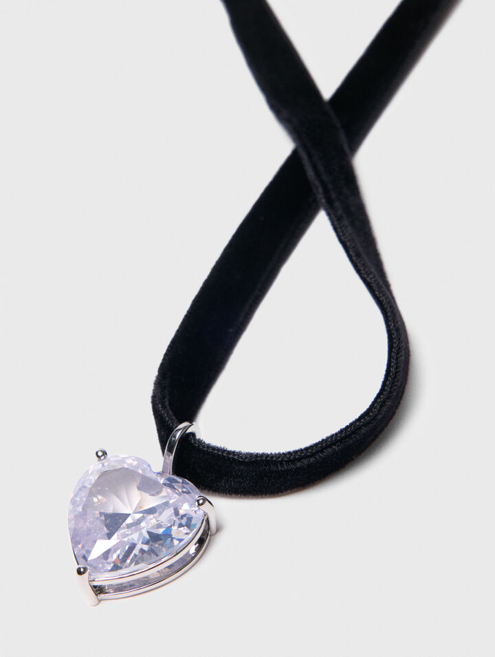 Collier coeur avec cordon velours