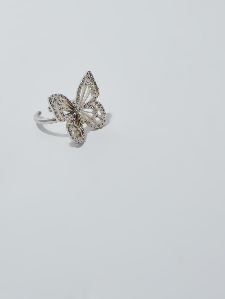 Bague papillon ornée de strass