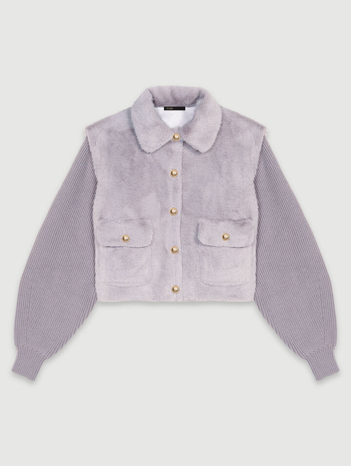 Veste fausse fourrure bi-matière