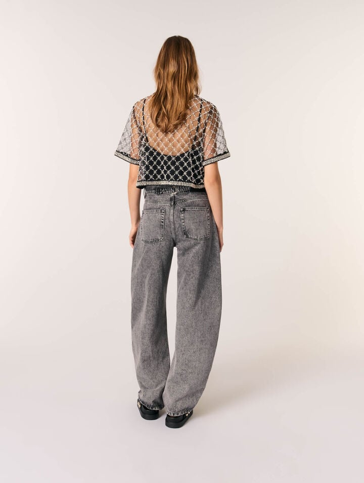 Top en tulle brodé
