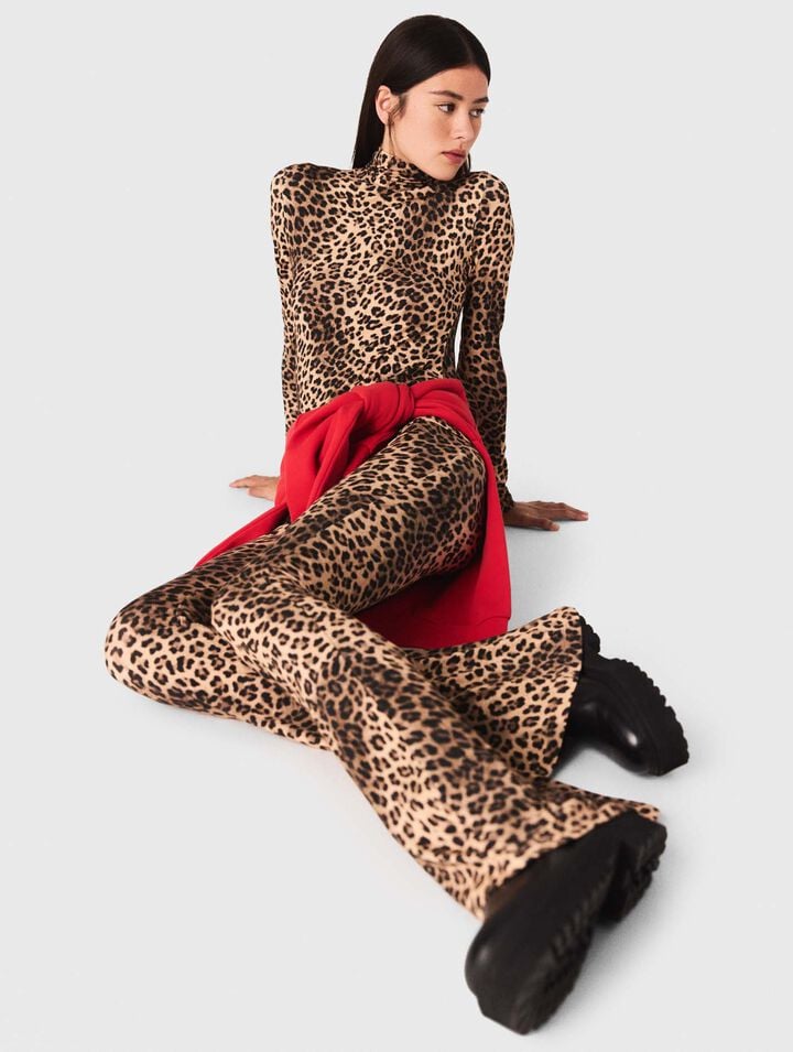 Legging évasé en imprimé léopard