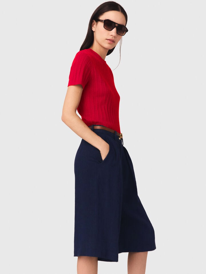 Bermudas en lin m&eacute;lang&eacute;