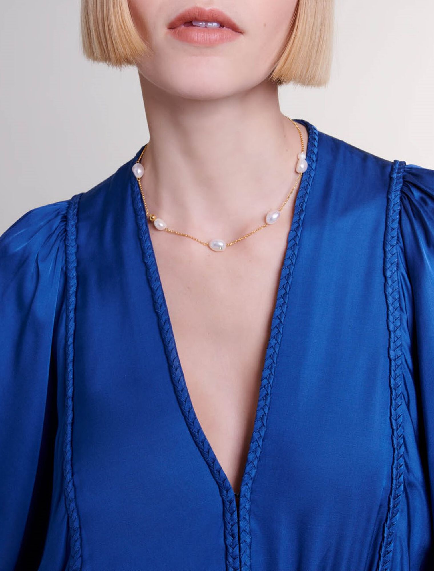 Collier doré chaîne et perles