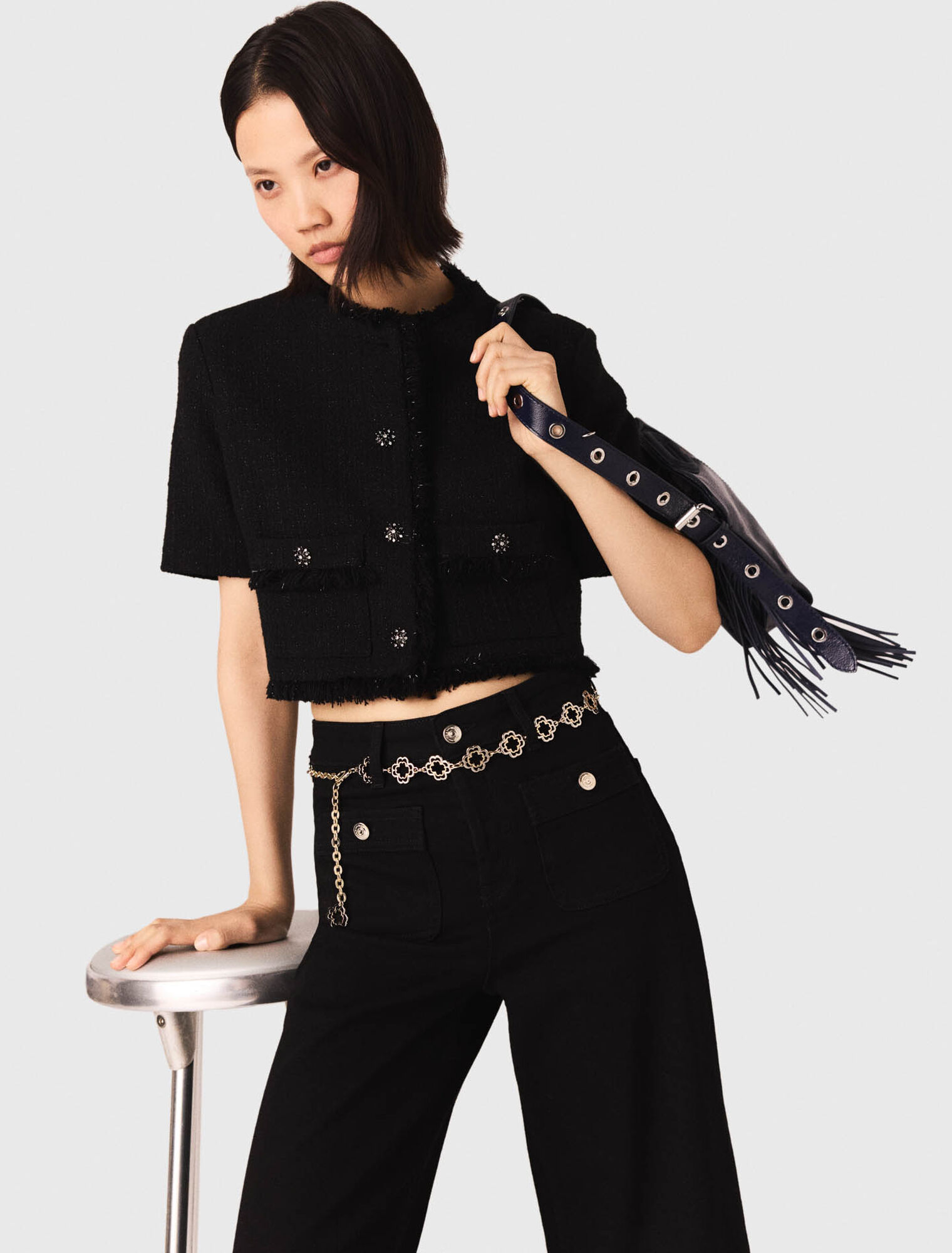 Veste court en tweed brillant