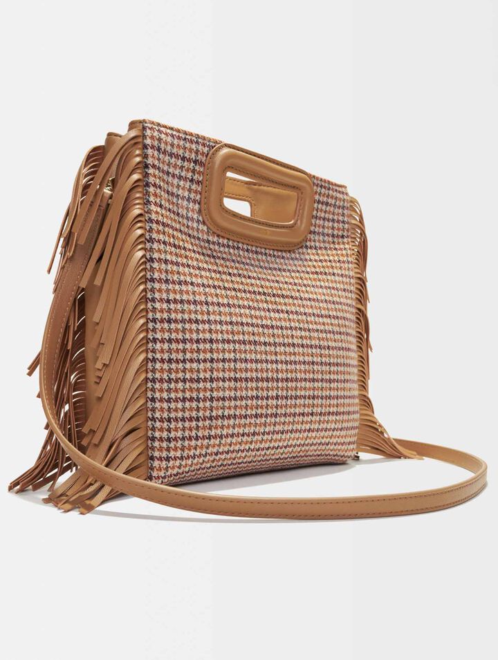 Sac M en toile à motifs pied-de-poule