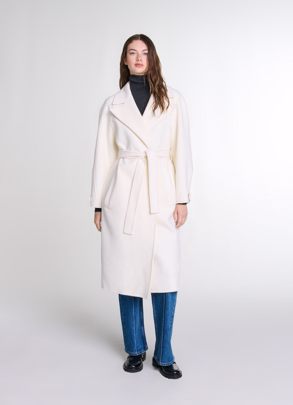 Manteau Mi-long Double Face - Blanc - Maje