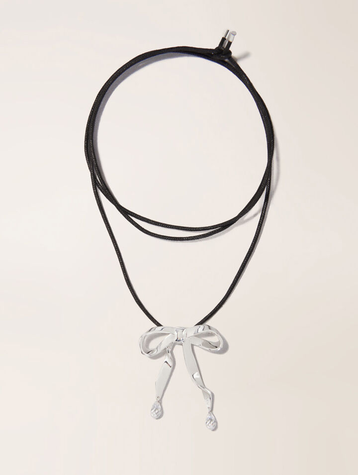 Collier nœud argenté à nouer