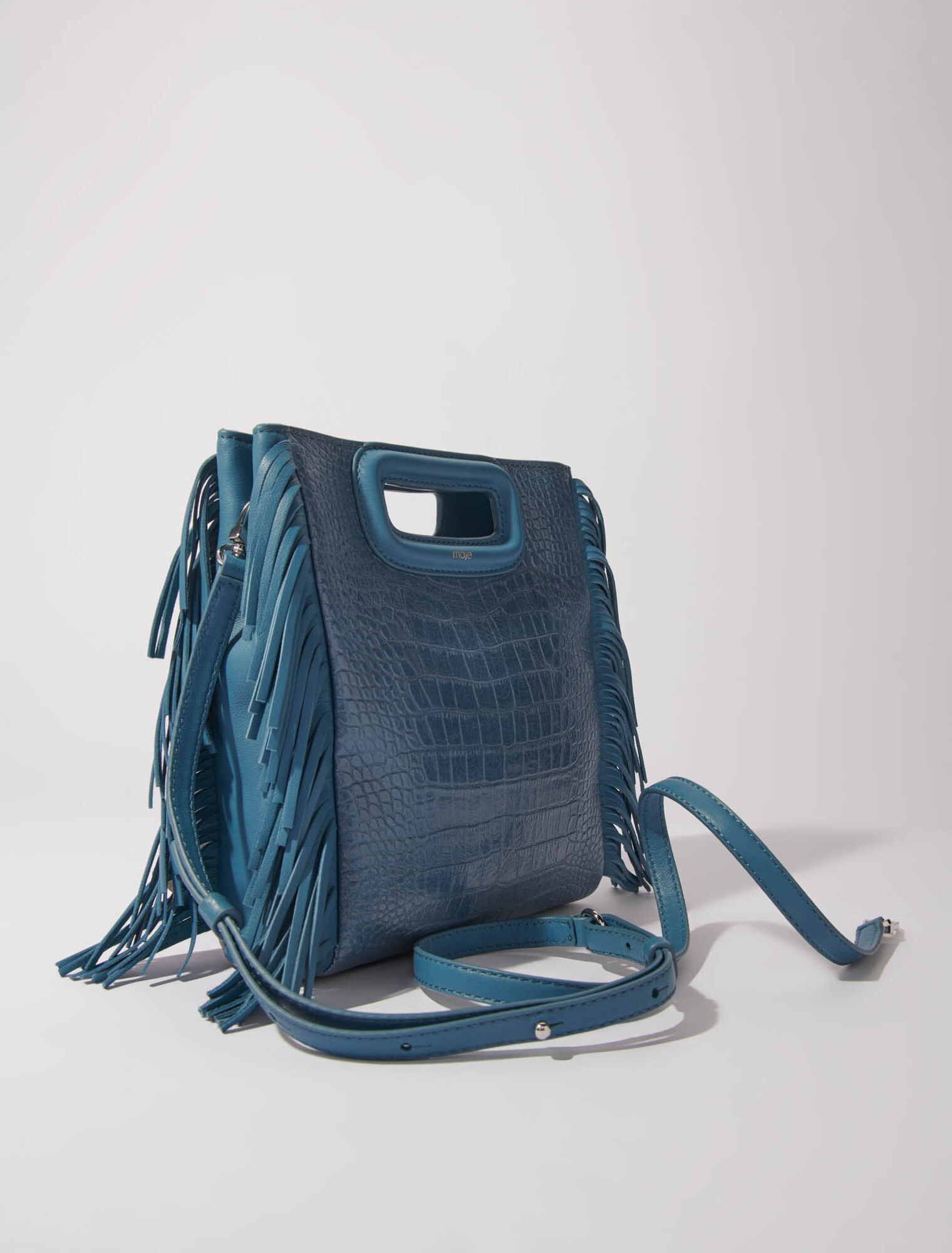 Sac M en cuir effet croco placé
