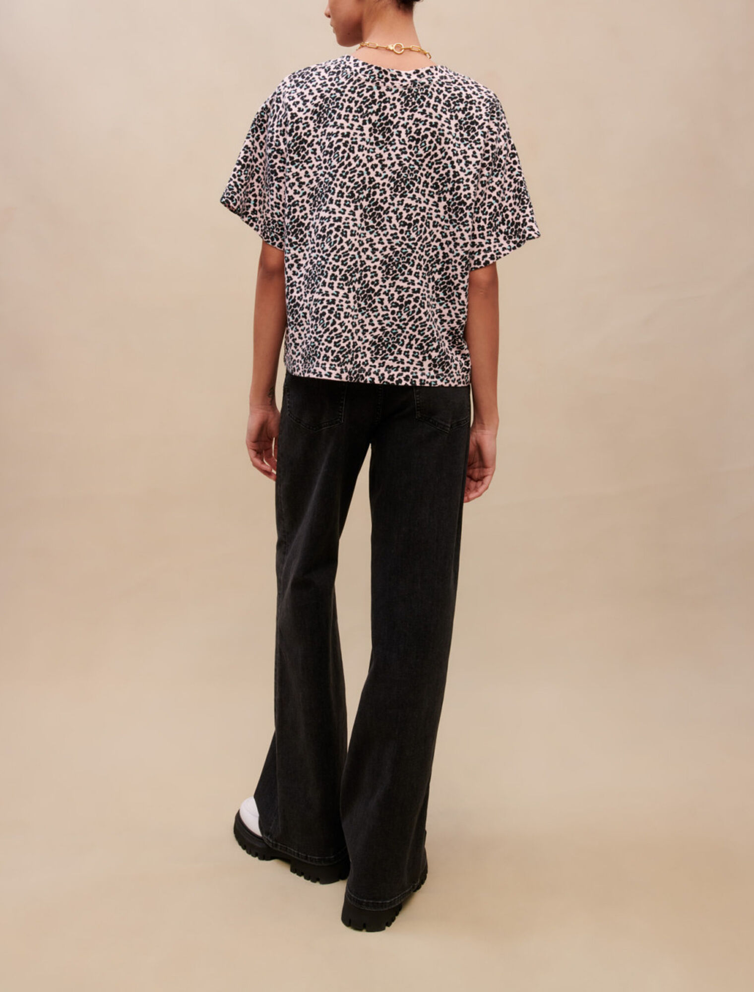 T-shirt en coton imprimé Léopard