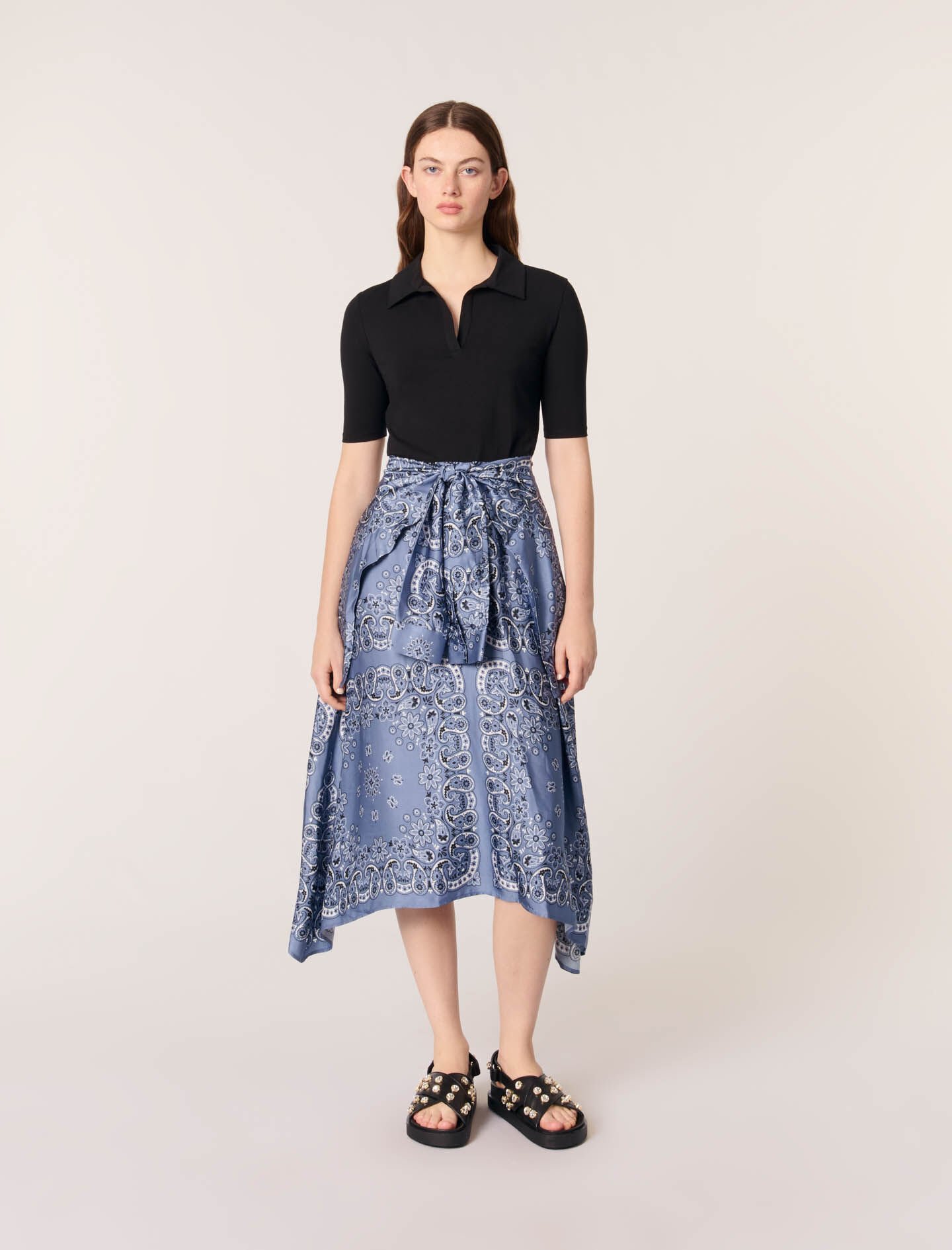 maje Robe trompe-l'œil imprimée Bleu bandana print