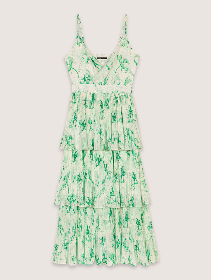 Robe longue imprimée à volants