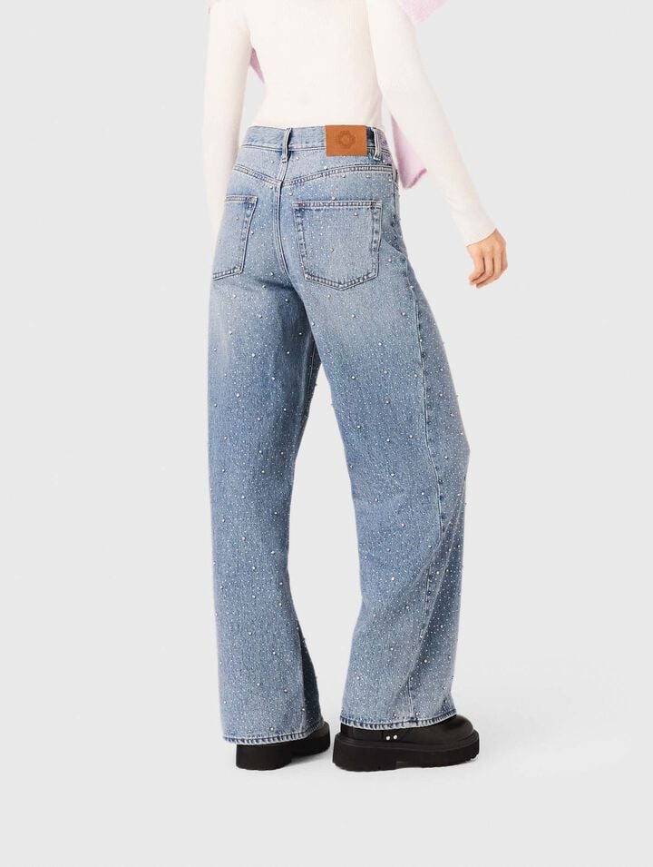 Jean large avec strass all over