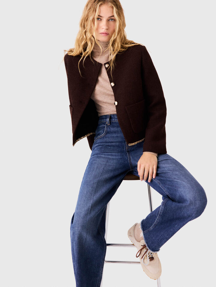Veste en tweed avec un galon cha&icirc;ne