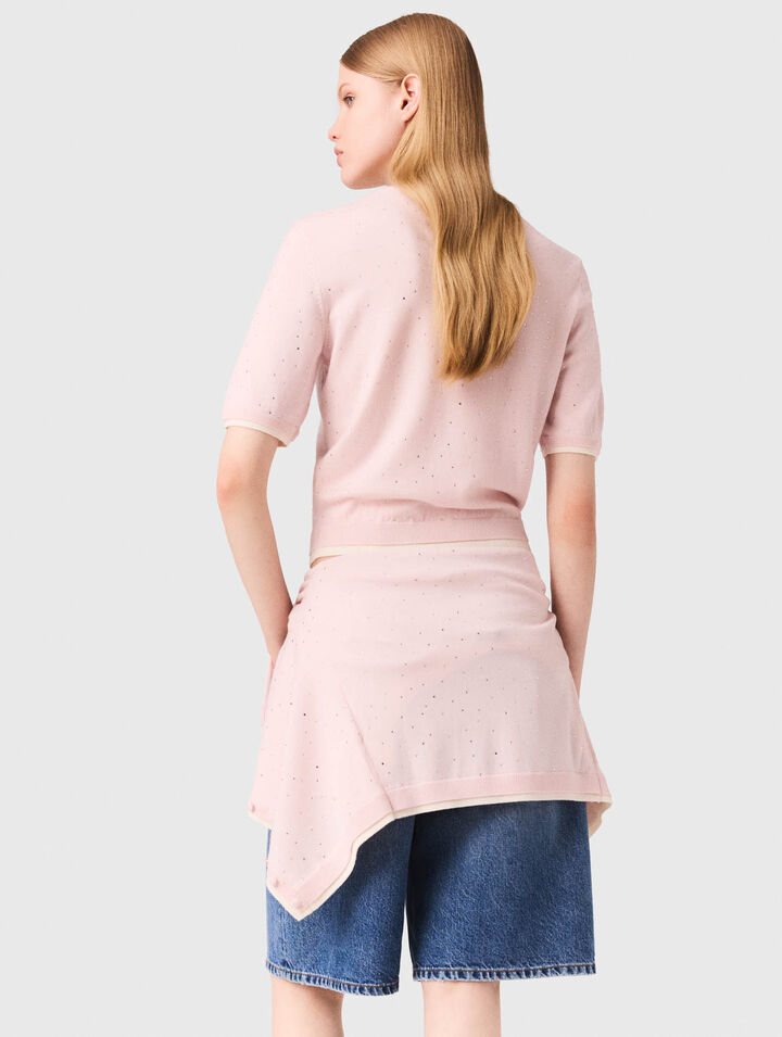 Pull 100% laine à manches courtes