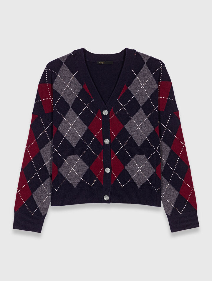 Cardigan court à motif argyle