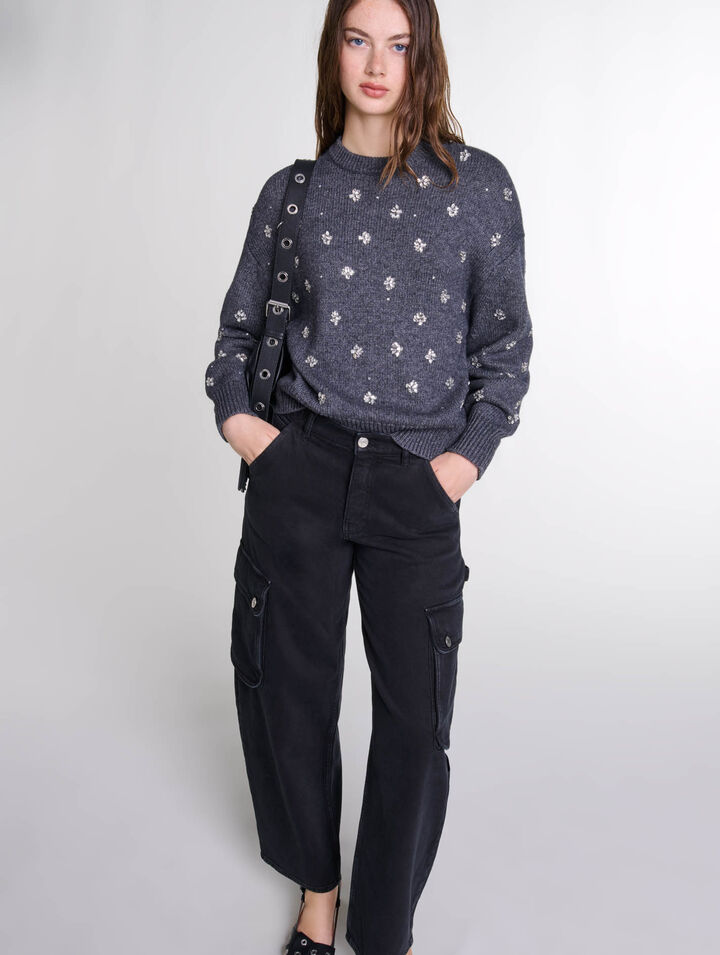 Pull en maille à strass