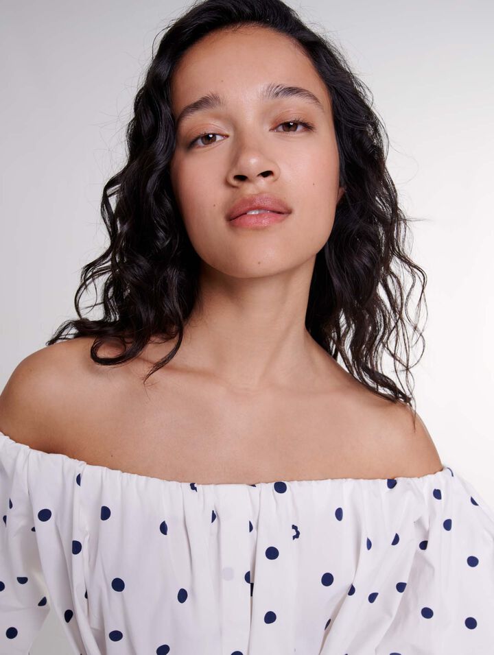 Robe chemise à encolure bardot 