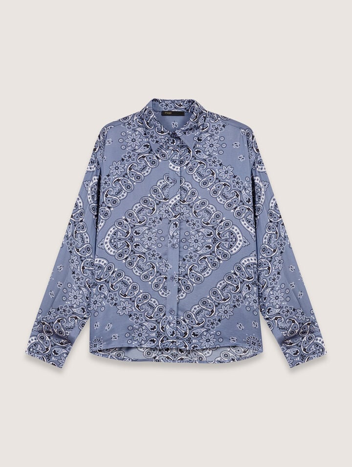 Maje Womens Bleus Bandana-print Long-sleeve Woven Shirt In Bleu Bandana Print