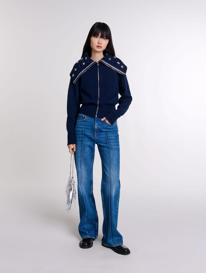 Cardigan col bijoux