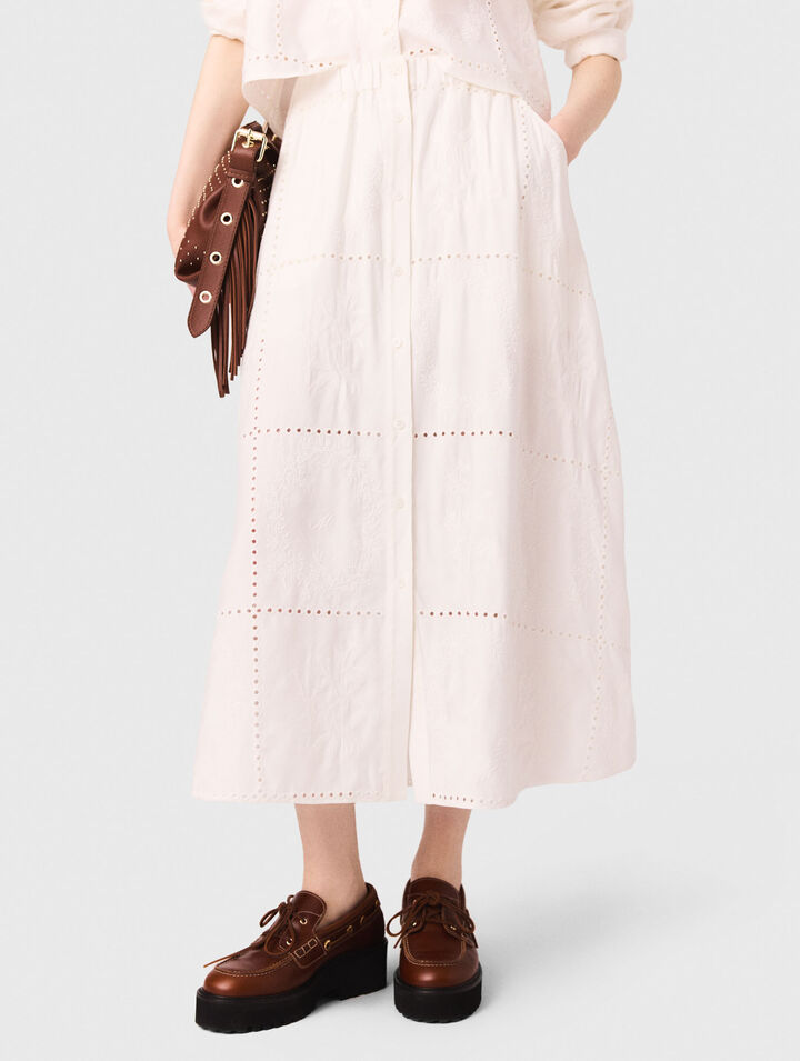 Jupe midi brodée