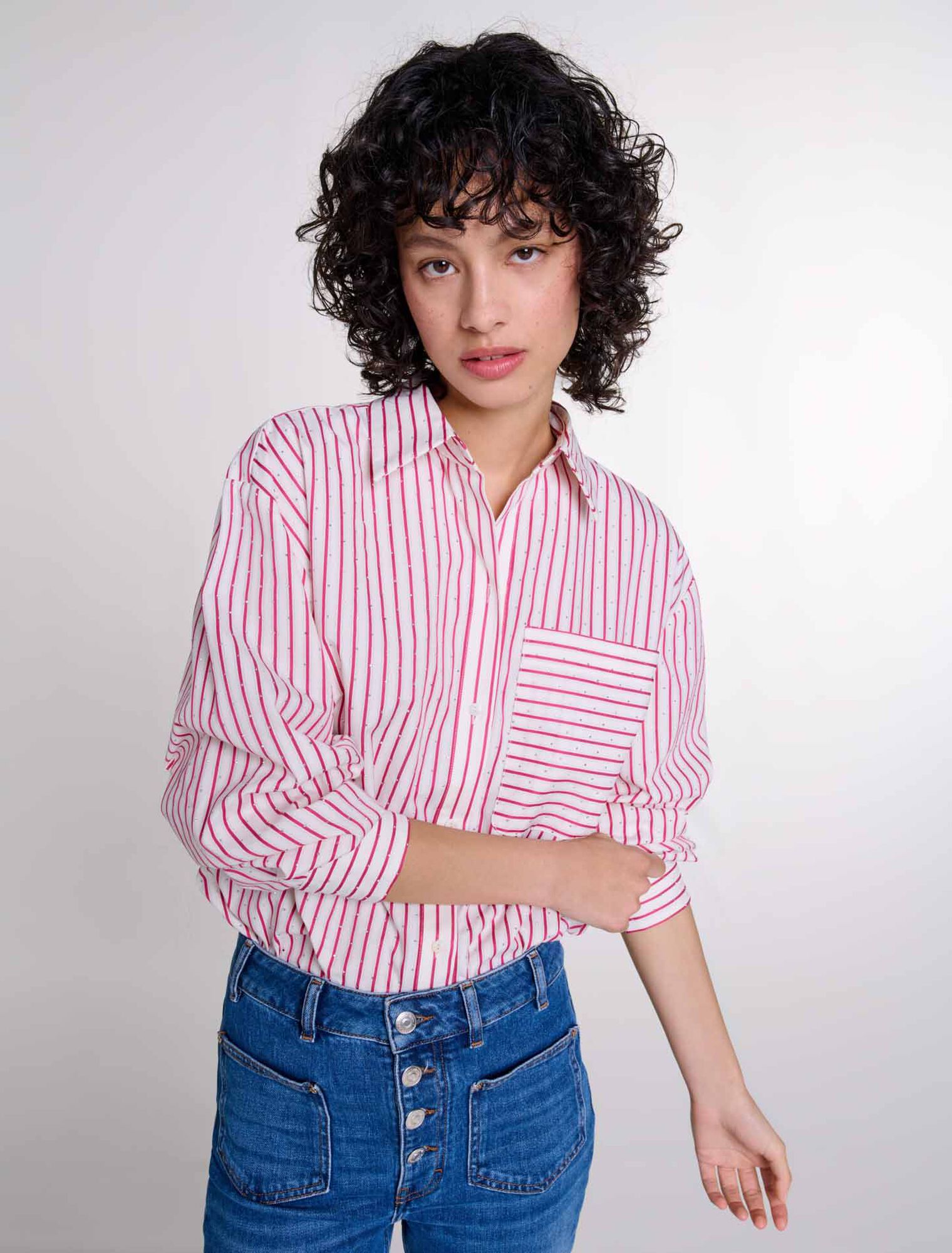 Chemise strassée à rayures