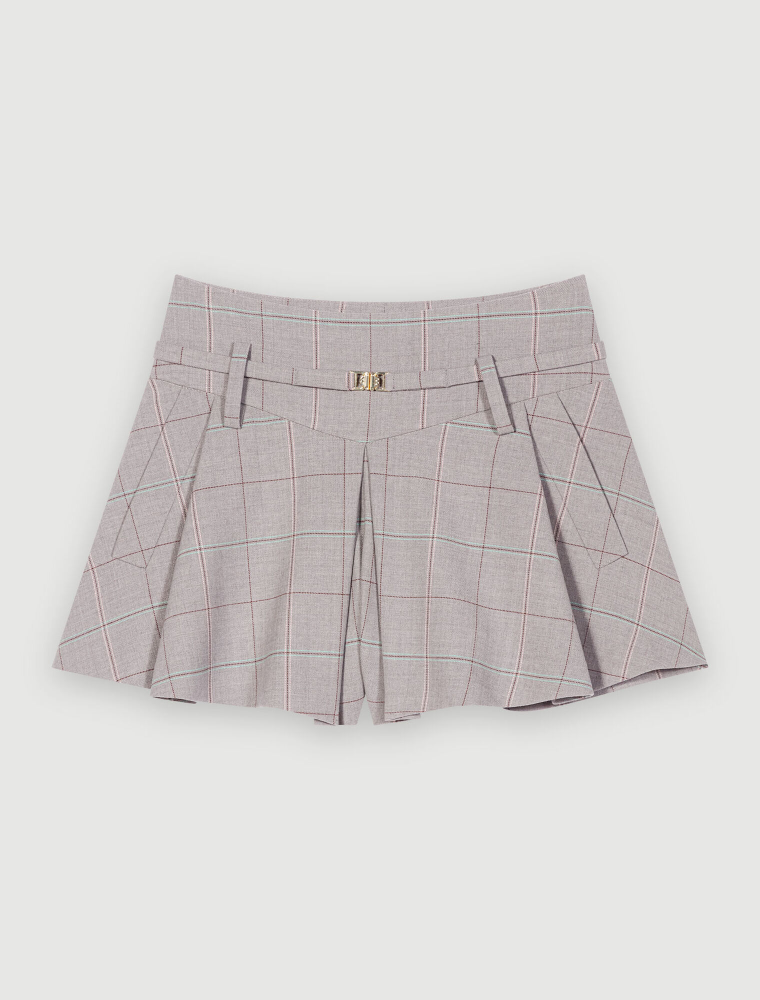 Mini short à carreaux gris