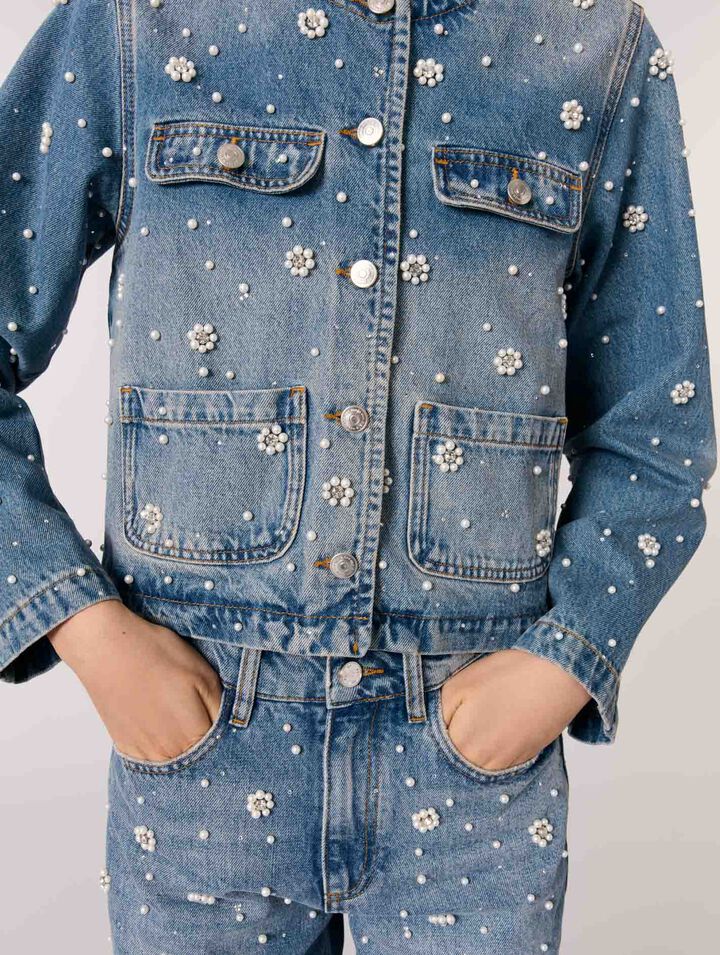 Veste en denim brodé