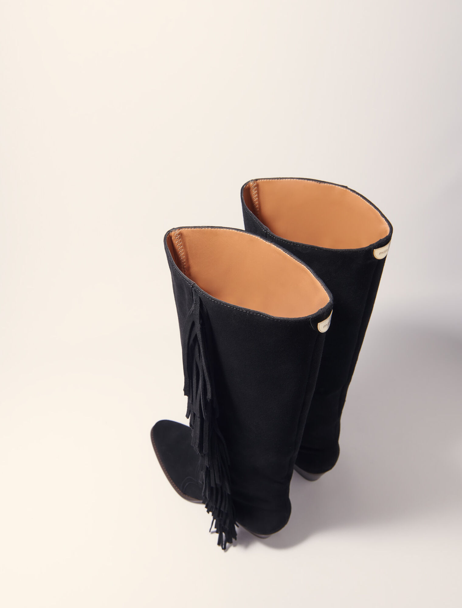 Bottes western en suède à franges