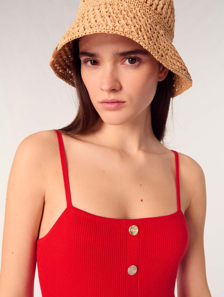 Robe longue en maille côtelée