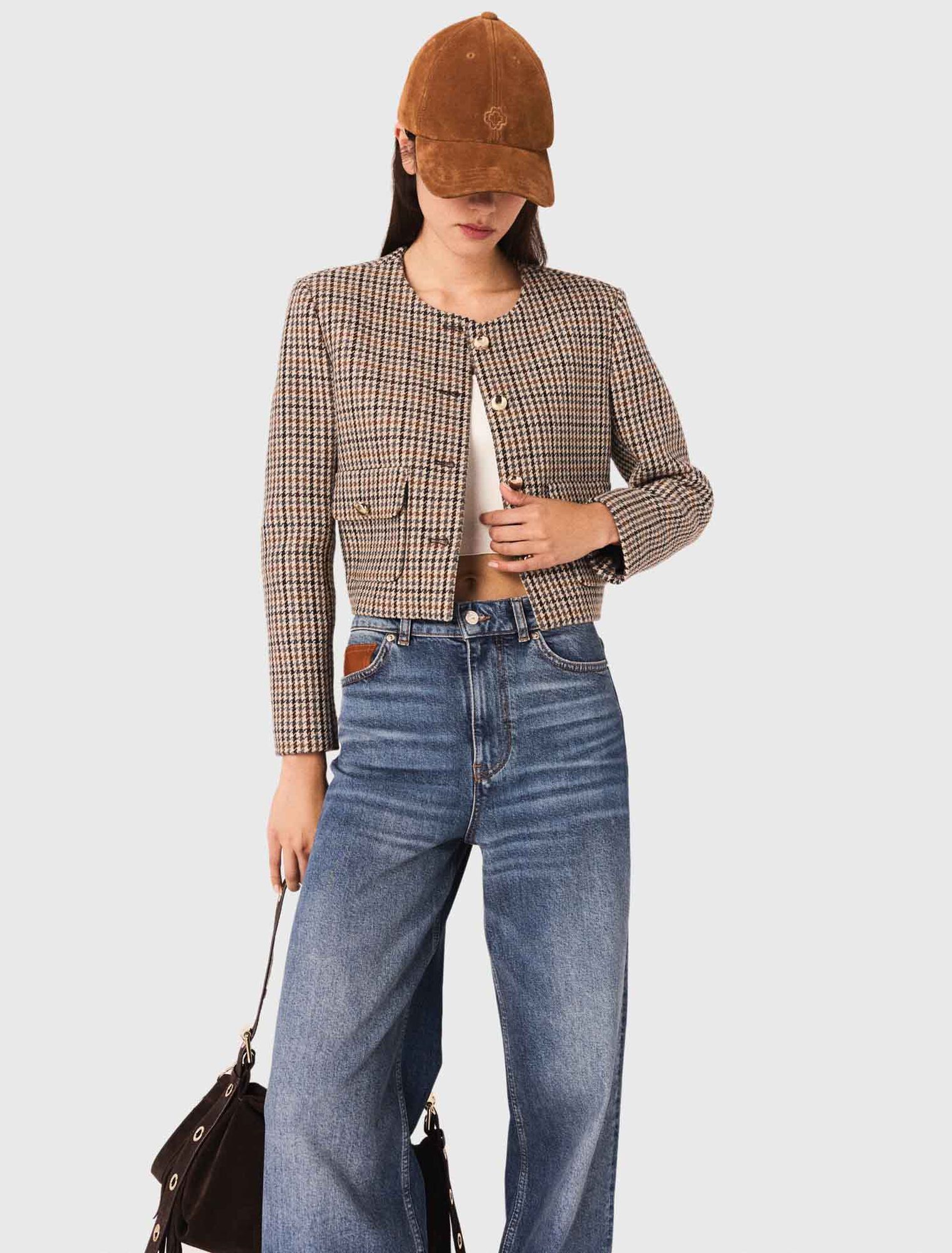 Veste courte à carreaux