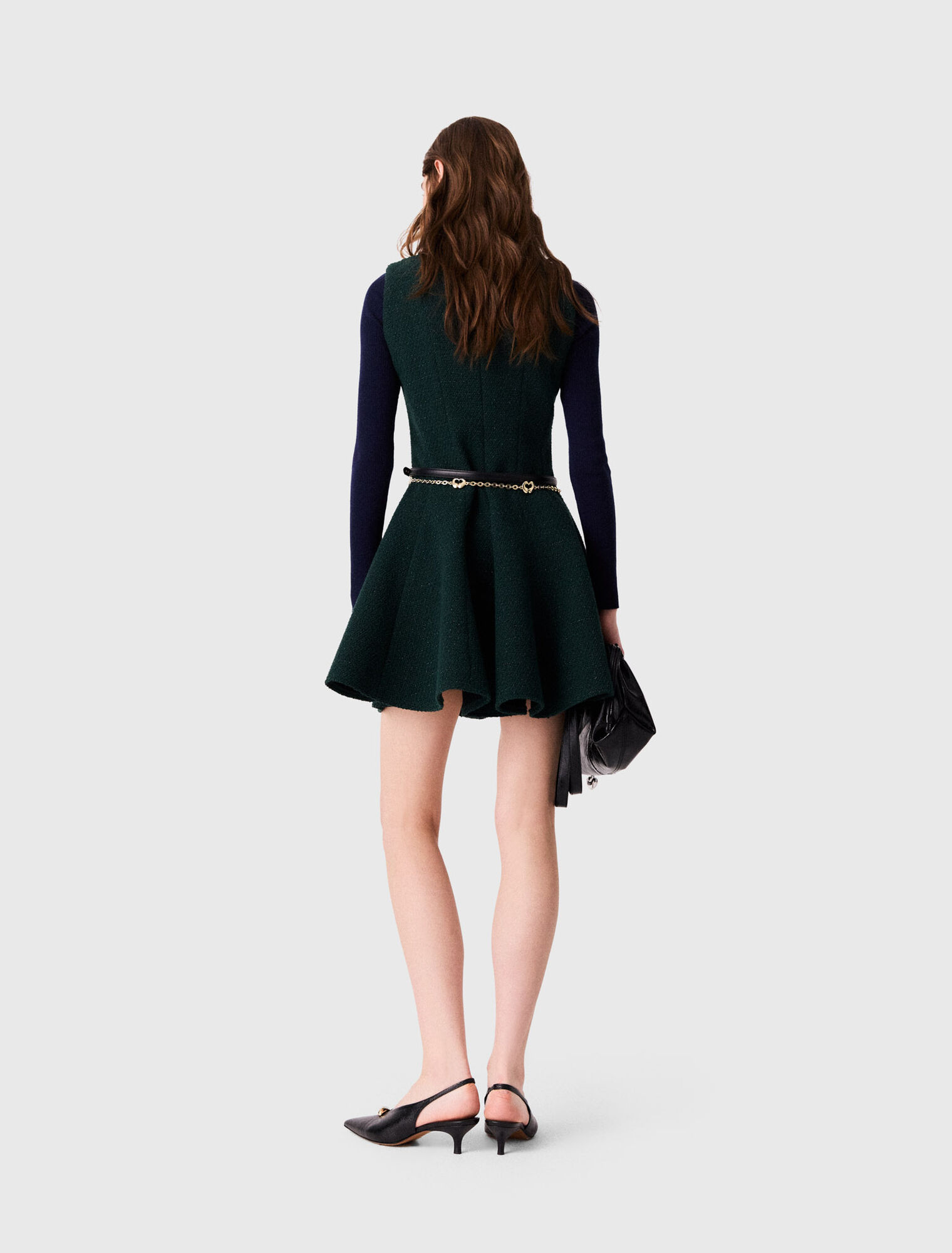 Robe courte sans manches en tweed