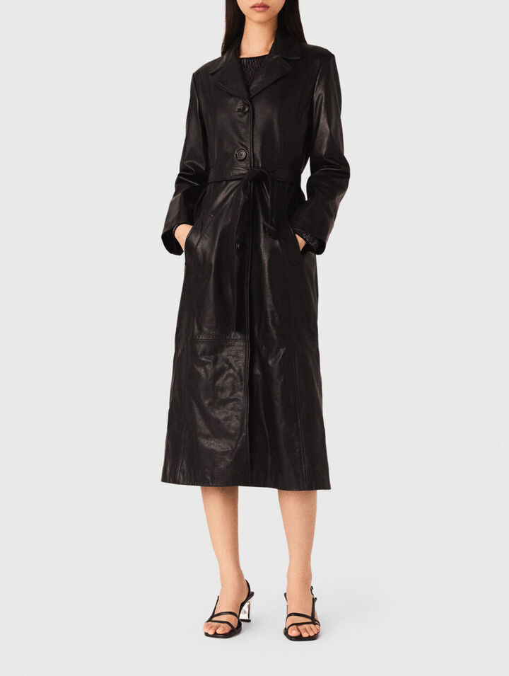 Trench long en cuir