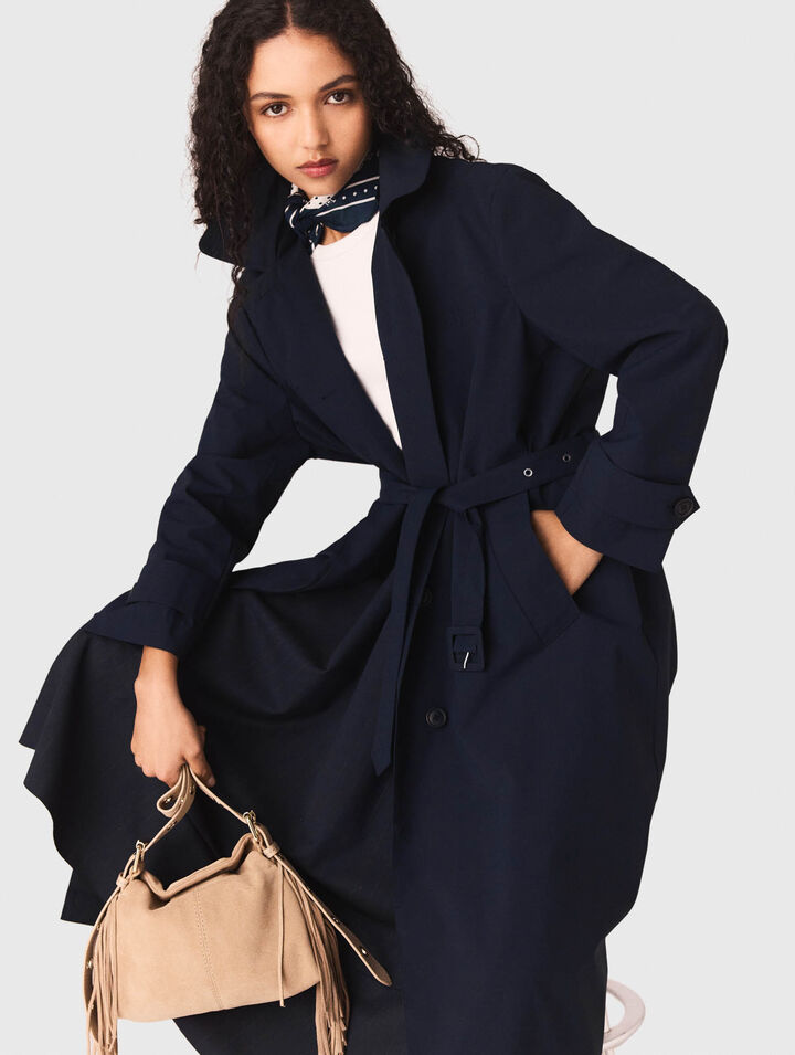 Trench &agrave; capuche strass&eacute;e amovible