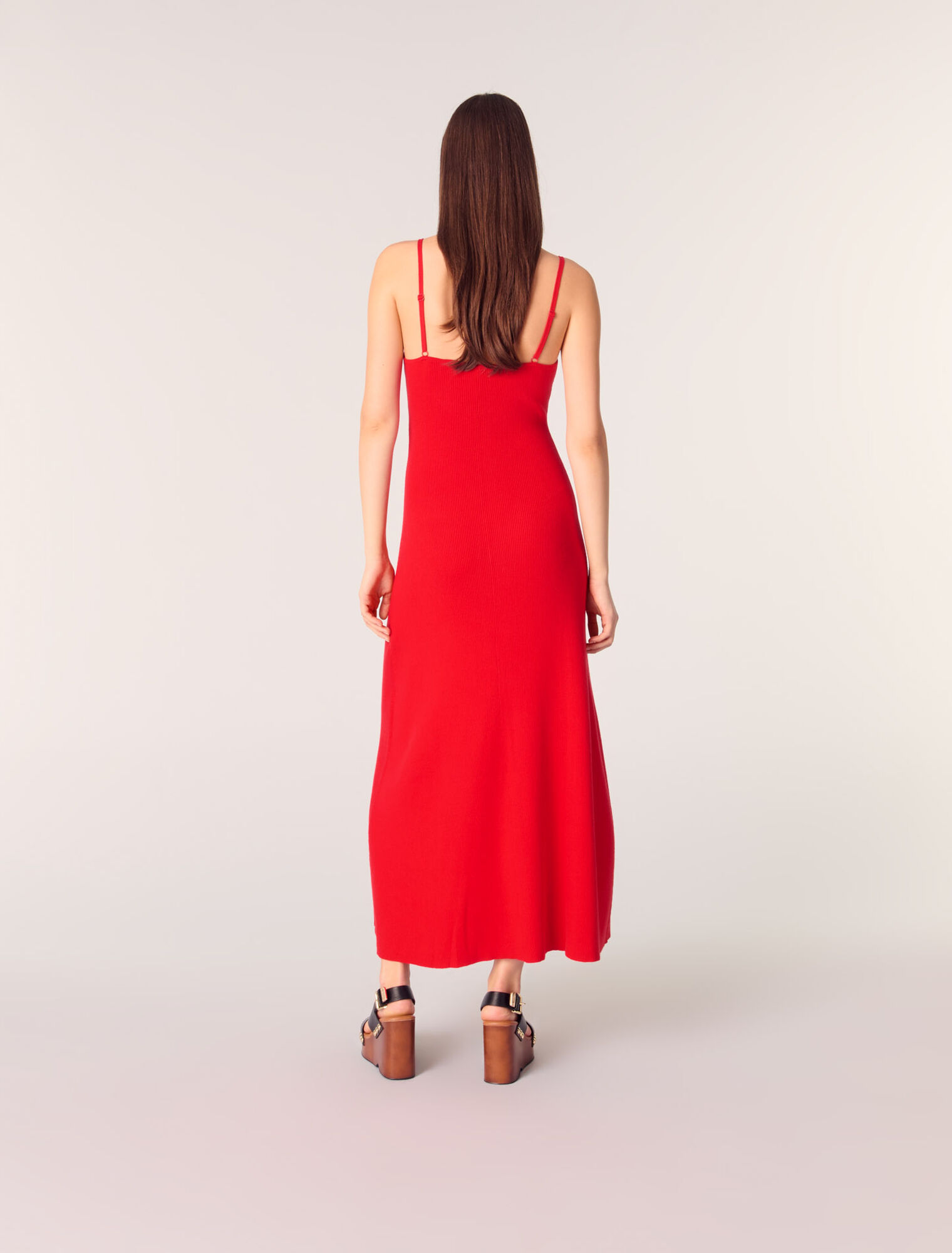 Robe longue en maille côtelée