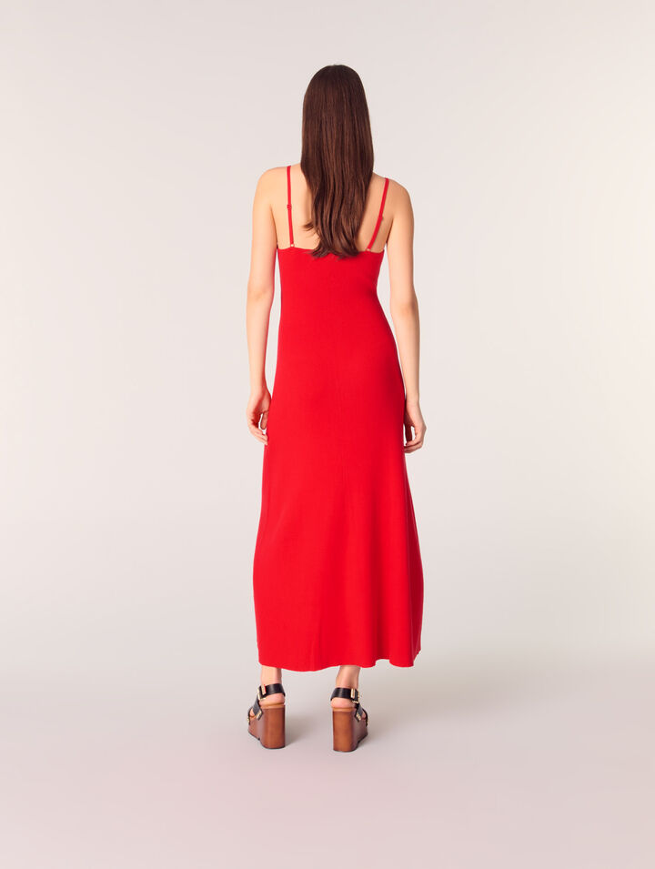 Robe longue en maille côtelée
